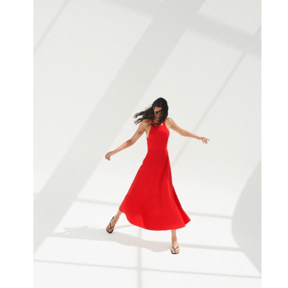 NWT!! Zara Intense Red Linen Blend Dress.